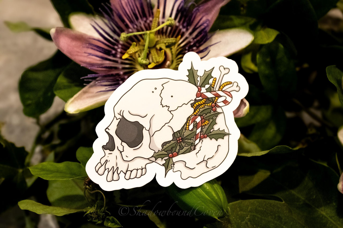 Dark Academia Skull Holiday Waterproof Vinyl Sticker