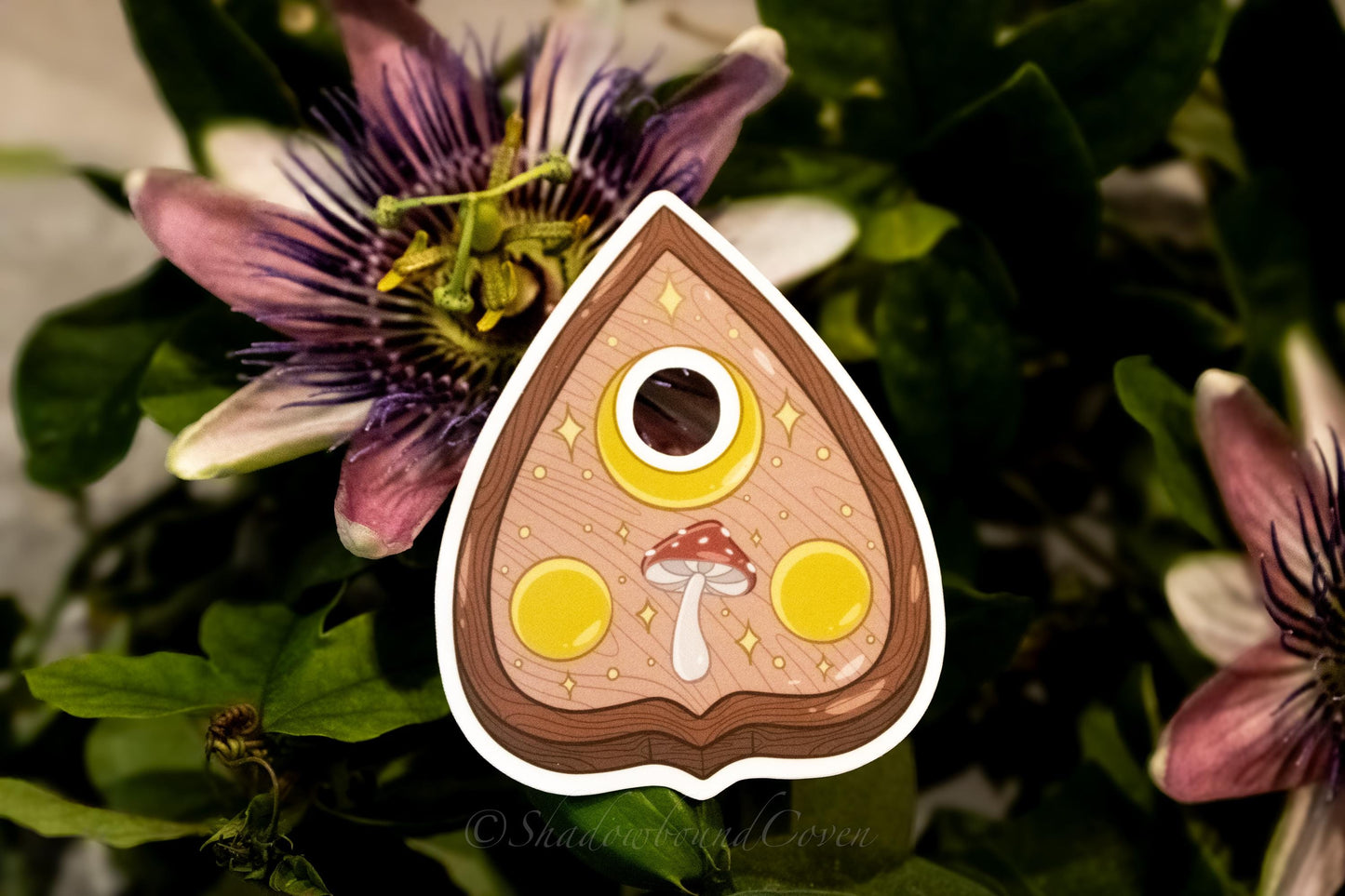 Planchet with Mushroom and Crescent Moon - Waterproof Vinyl Sticker