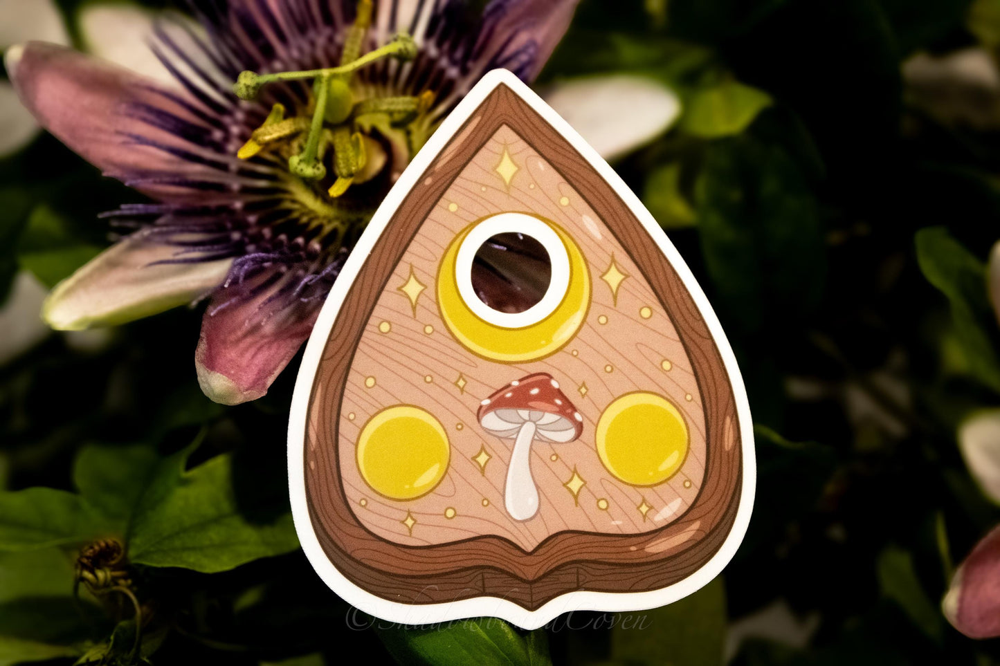 Planchet with Mushroom and Crescent Moon - Waterproof Vinyl Sticker
