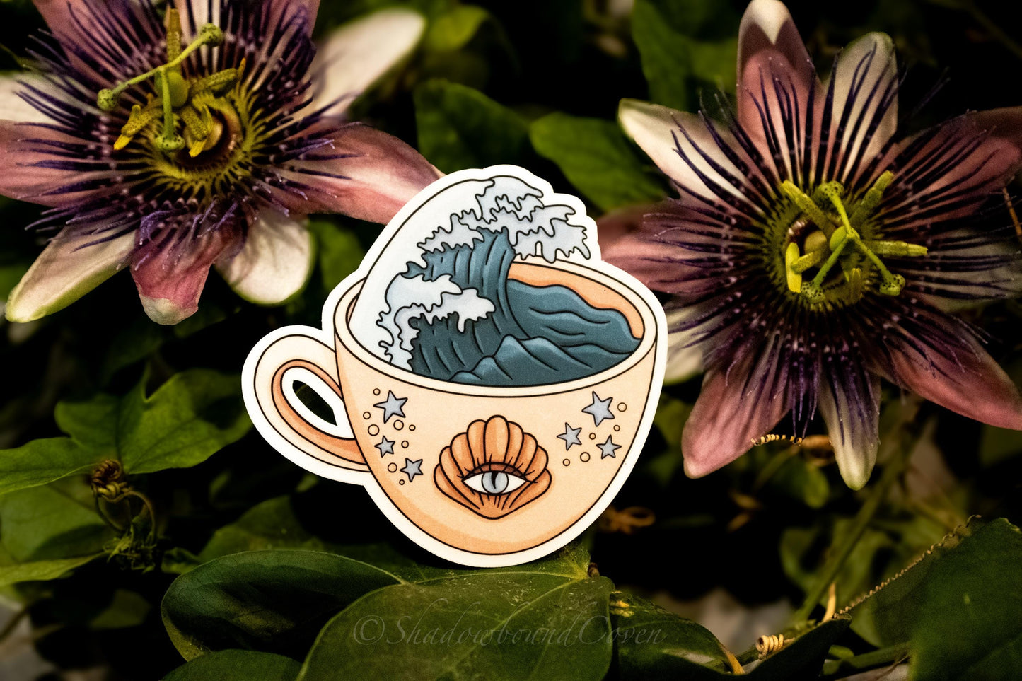 Ocean Wave Tea Cup - Waterproof Vinyl Sticker