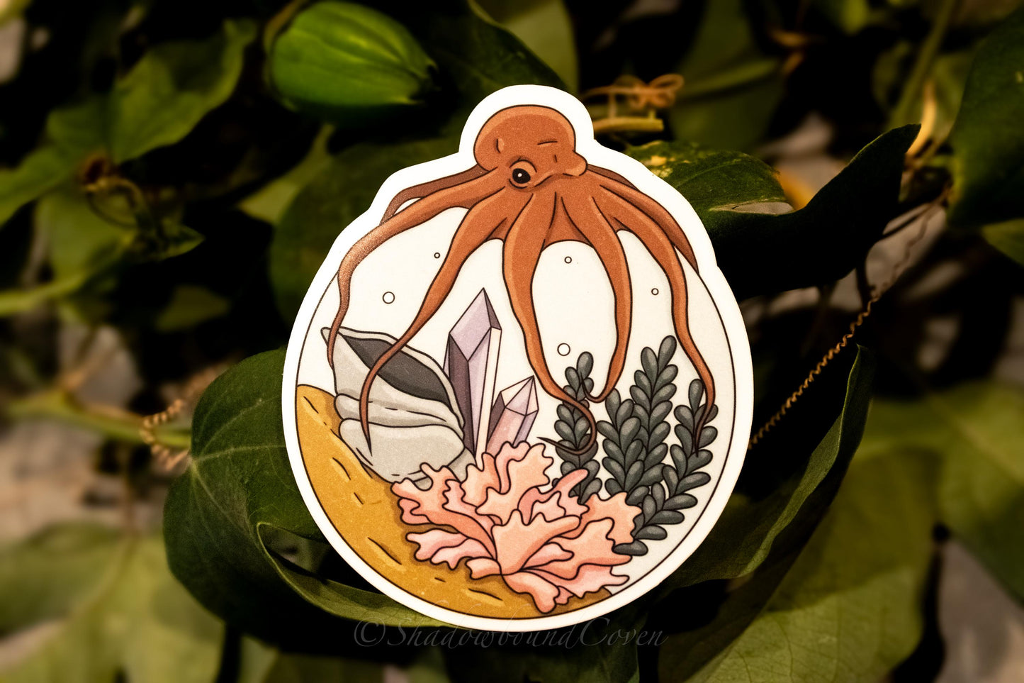 Oceanic Terrarium with Octopus - Waterproof Vinyl Sticker
