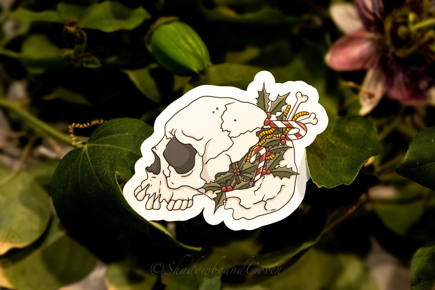 Dark Academia Skull Holiday Waterproof Vinyl Sticker