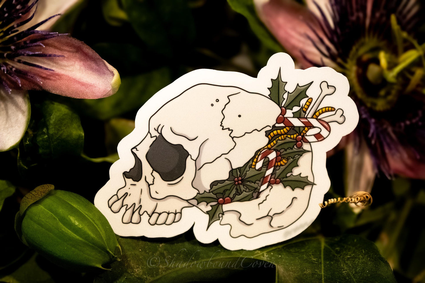 Dark Academia Skull Holiday Waterproof Vinyl Sticker