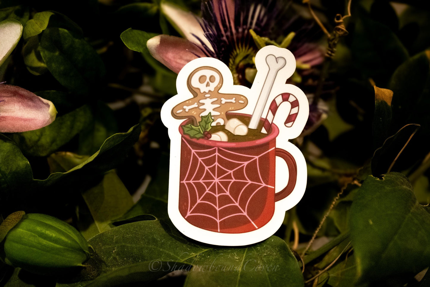 Dark Academia Hot Coco Gingerbread Holiday Waterproof Vinyl Sticker