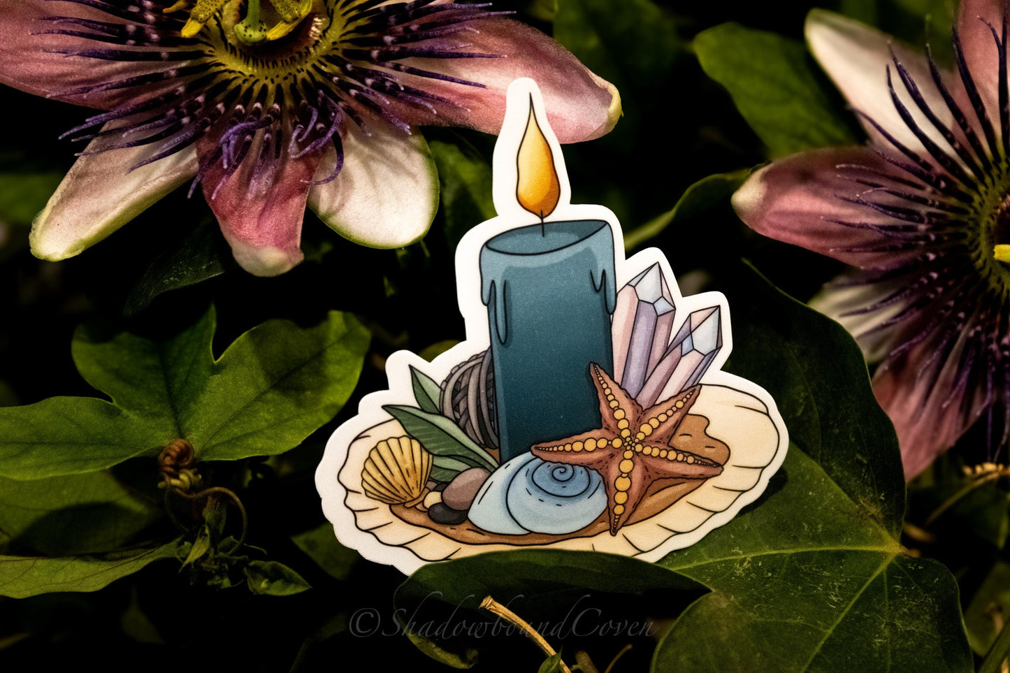 Ocean Shells Candle - Waterproof Vinyl Sticker
