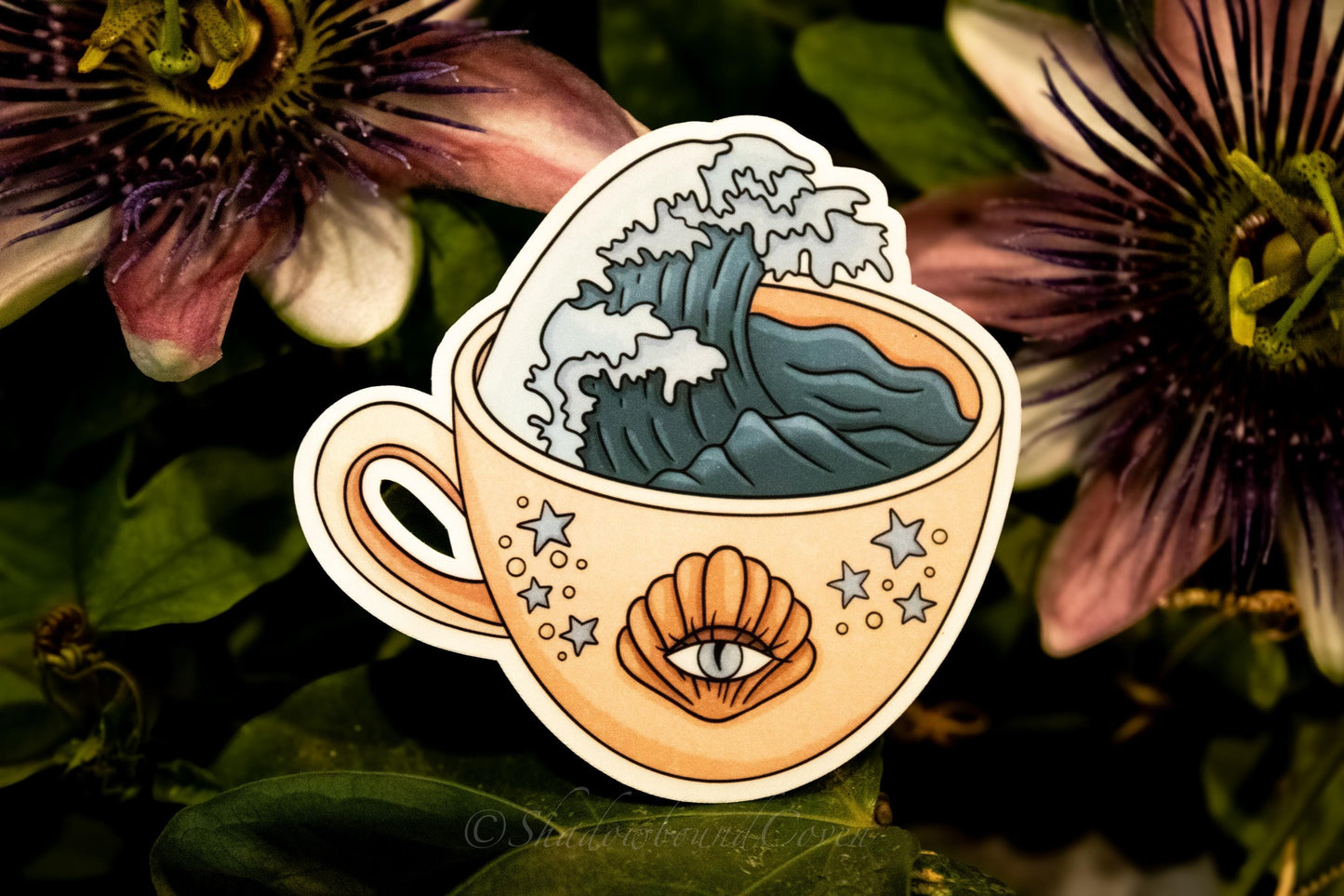 Ocean Wave Tea Cup - Waterproof Vinyl Sticker