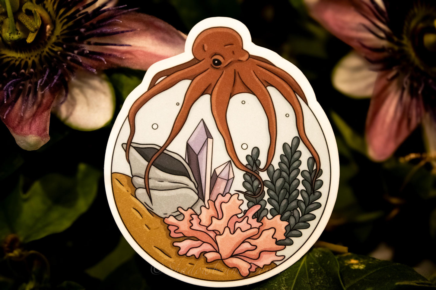 Oceanic Terrarium with Octopus - Waterproof Vinyl Sticker