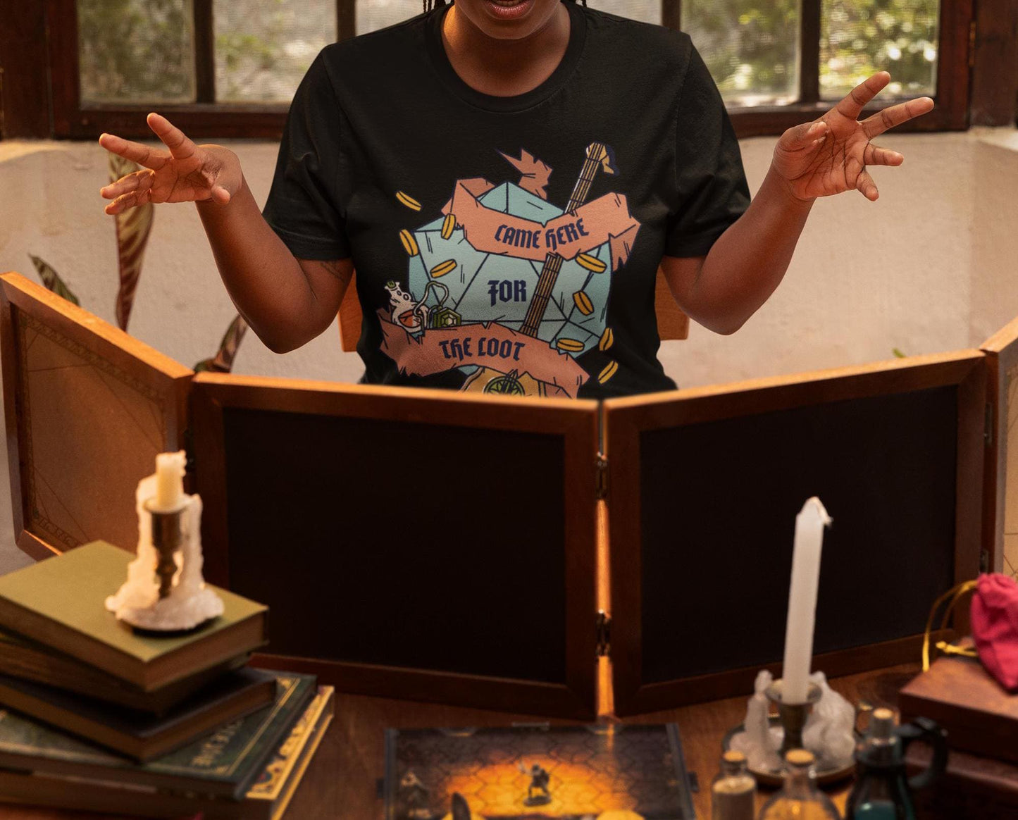Here for the Loot Unisex Black T-Shirt - Dungeon Supplies