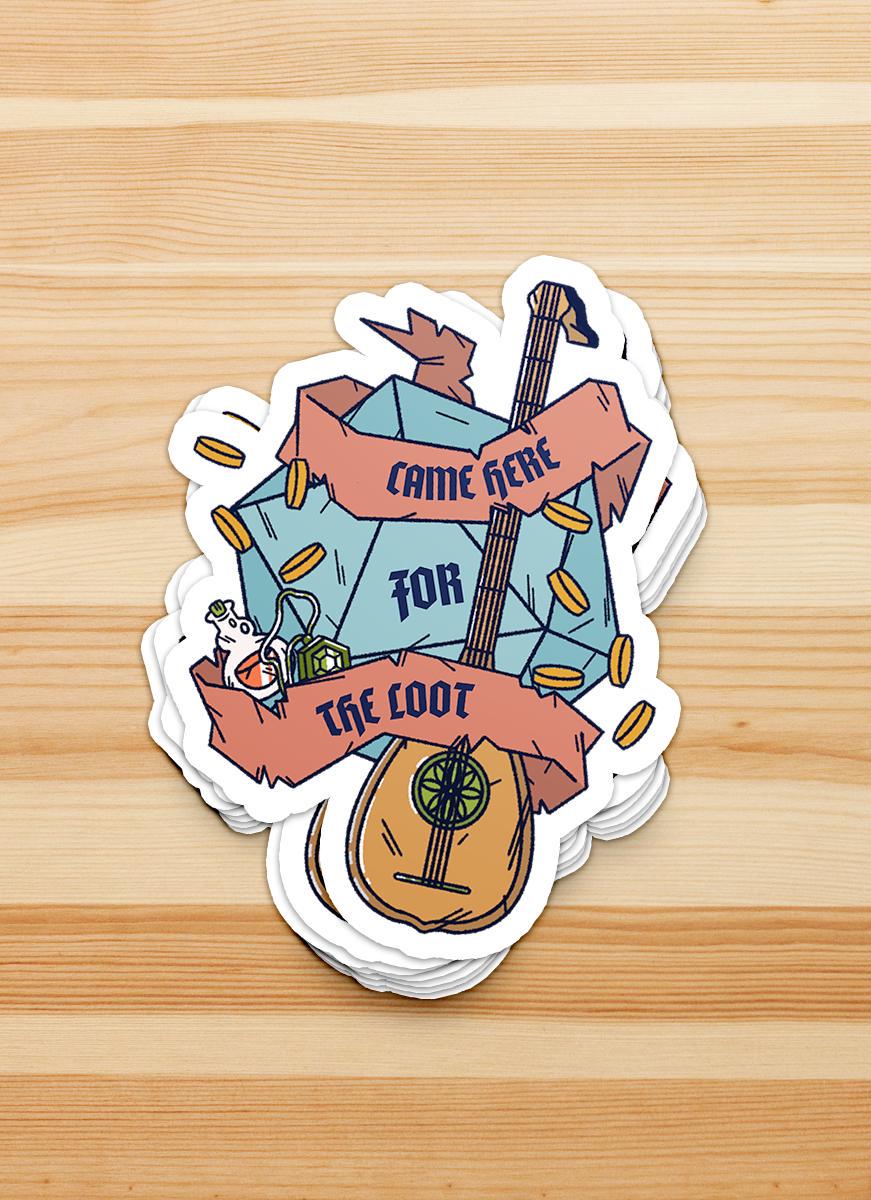 Here for the Loot Waterproof Vinyl Sticker - Dungeon Supplies