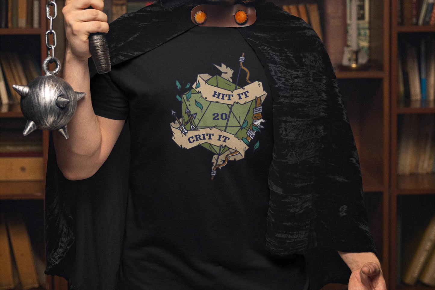 Hit It, Crit It- D20 Unisex Black T-Shirt - Dungeon Supplies