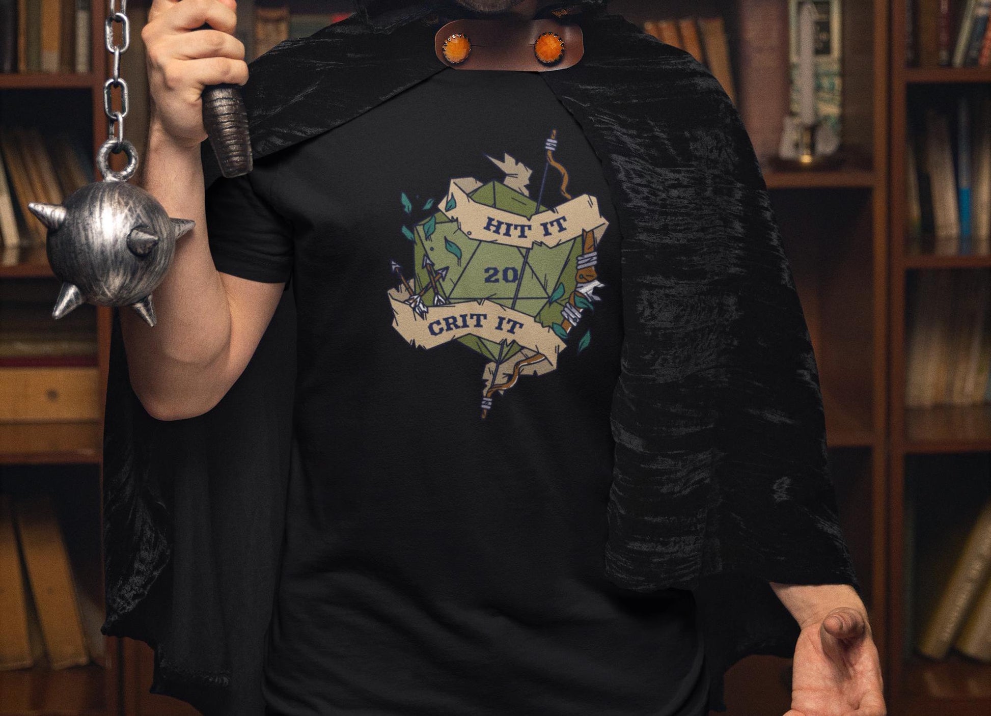 Hit It, Crit It- D20 Unisex Black T-Shirt - Dungeon Supplies