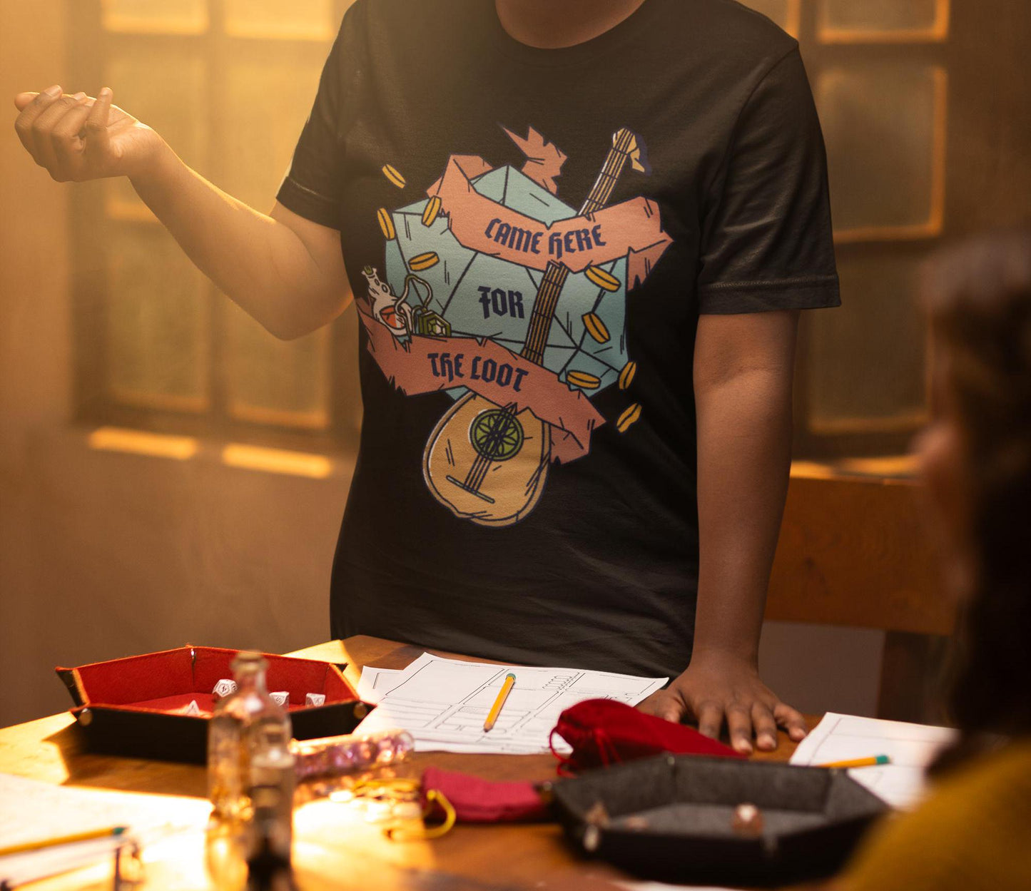 Here for the Loot Unisex Black T-Shirt - Dungeon Supplies