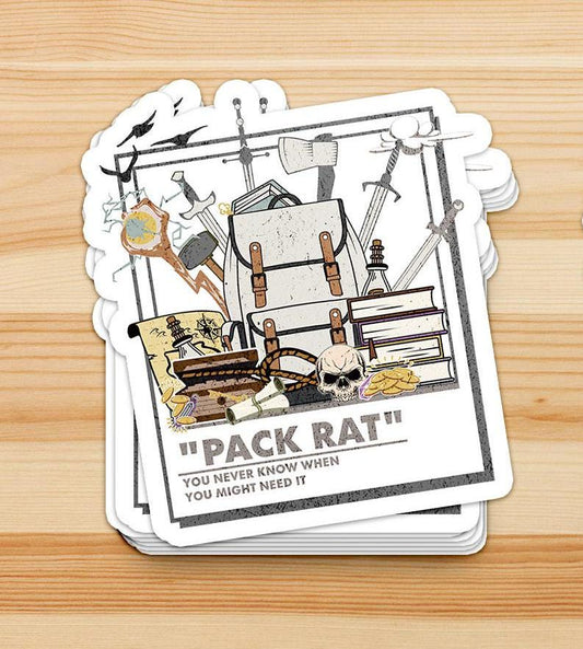 Pack Rat Sticker – Permanent Waterproof Vinyl for Loot Hoarders!