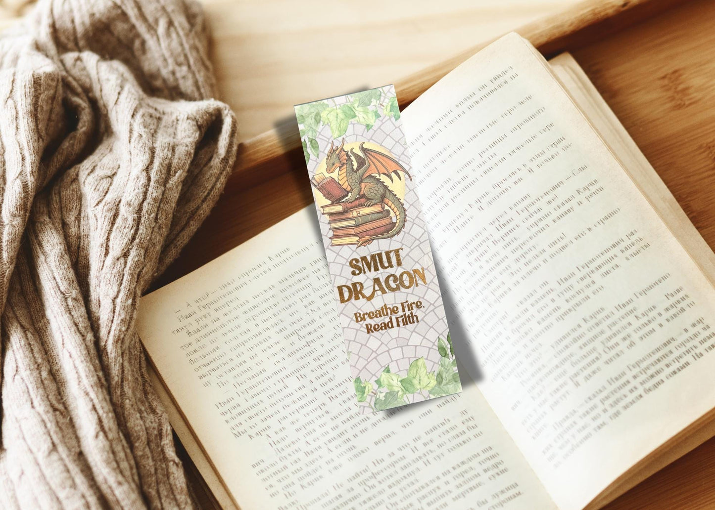 Smut Dragon – Gold Foil Fantasy Bookmark for Spicy Book Lovers