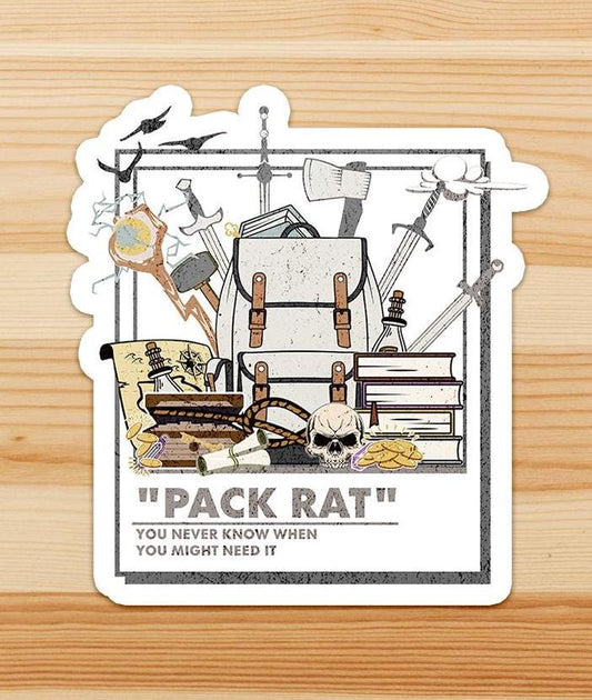 Pack Rat Sticker – Permanent Waterproof Vinyl for Loot Hoarders!