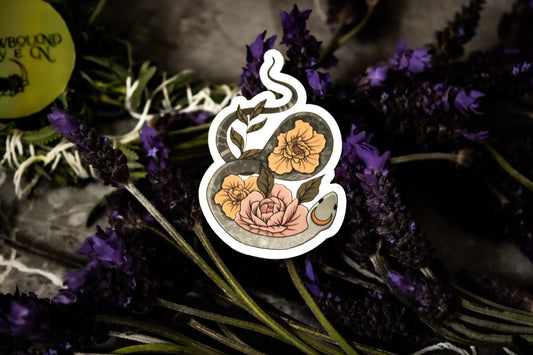Sake With Florals - Waterproof vinyl sticker/decal