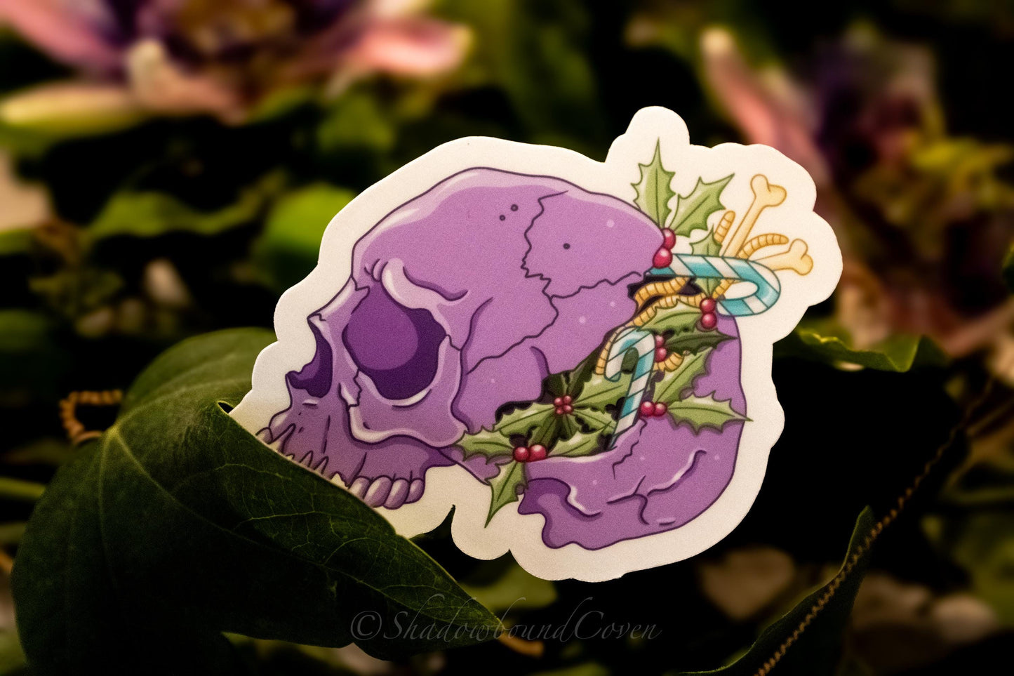 Dark Academia Pastel Skull Holiday Waterproof Vinyl Sticker
