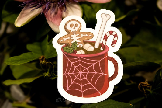 Dark Academia Hot Coco Gingerbread Holiday Waterproof Vinyl Sticker