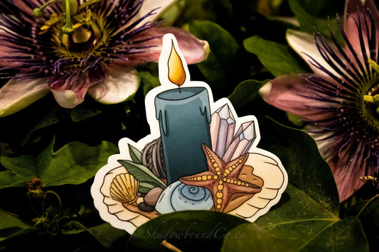 Ocean Shells Candle -  Waterproof Vinyl Sticker