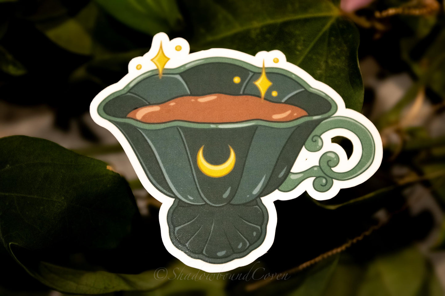 Moon - Goblin core Tea Cup -  Waterproof Vinyl Sticker