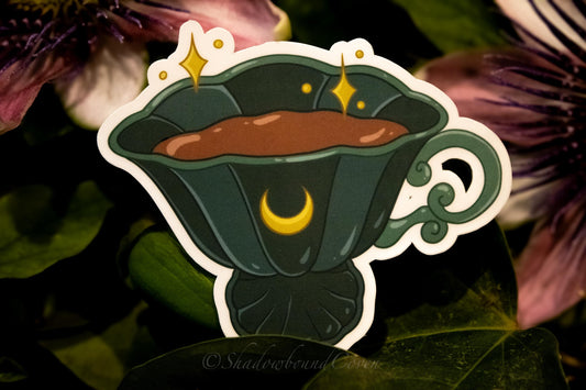 Moon - Goblin core Tea Cup -  Waterproof Vinyl Sticker