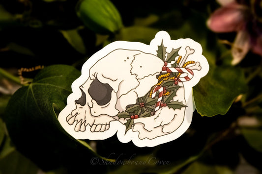 Dark Academia Skull Holiday Waterproof Vinyl Sticker