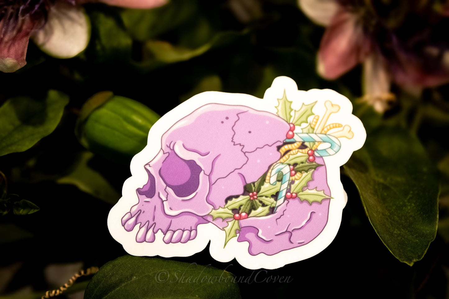 Dark Academia Pastel Skull Holiday Waterproof Vinyl Sticker