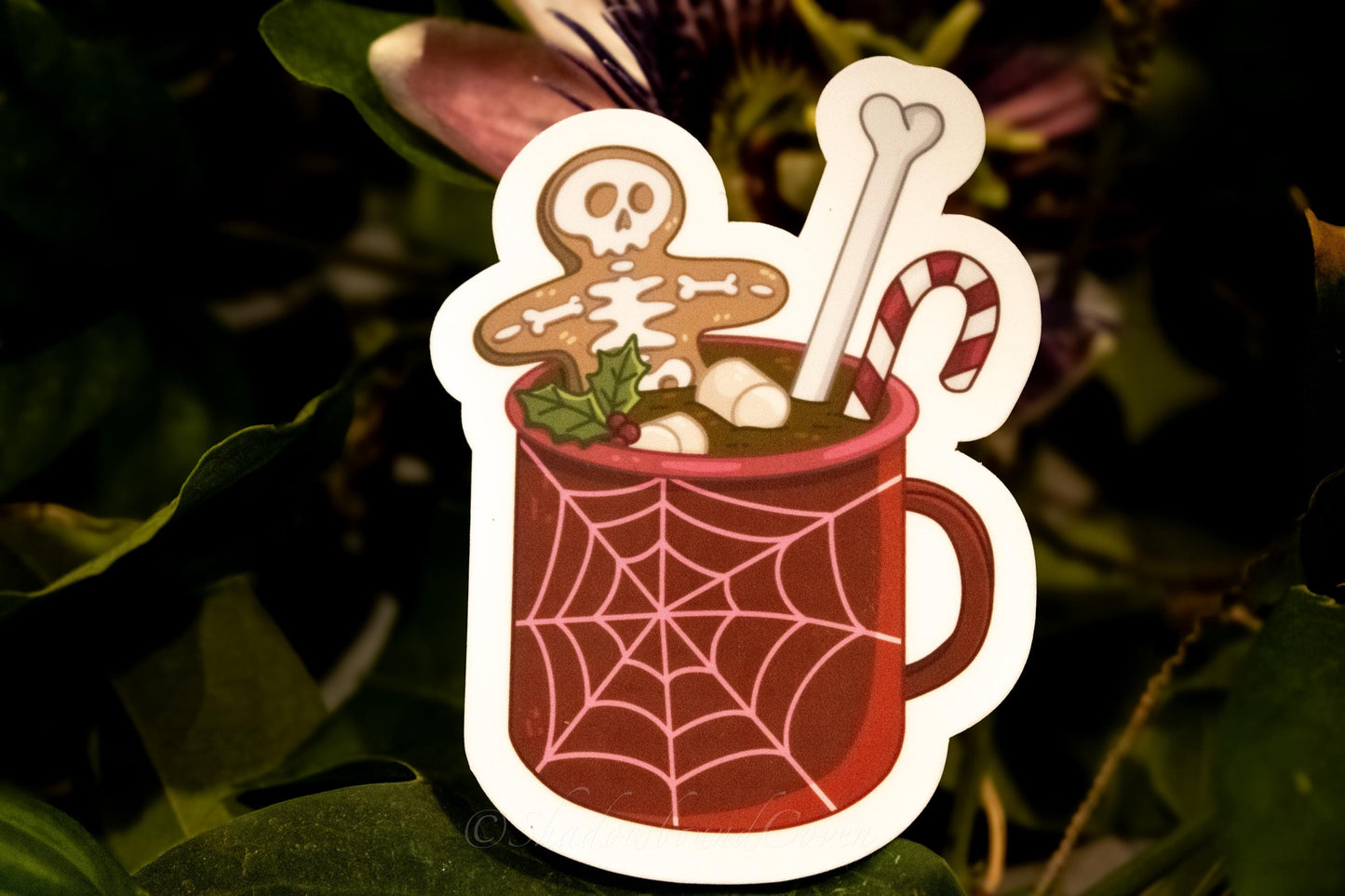 Dark Academia Hot Coco Gingerbread Holiday Waterproof Vinyl Sticker