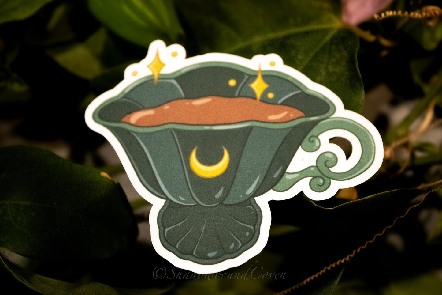 Moon - Goblin core Tea Cup -  Waterproof Vinyl Sticker