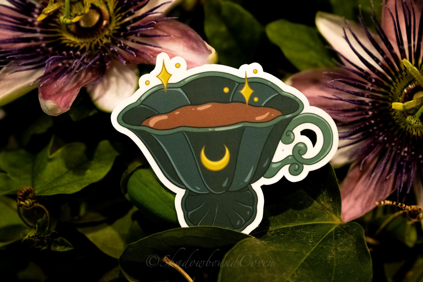 Moon - Goblin core Tea Cup -  Waterproof Vinyl Sticker