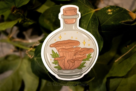 Mushrooms in a bottle -  Waterproof Vinyl Sticker