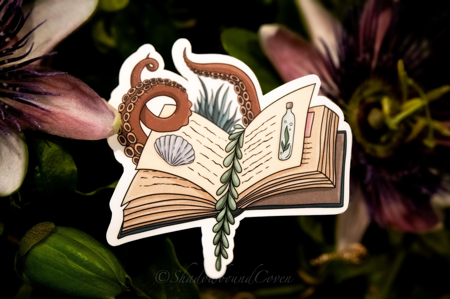 Oceanic Tentical and Seaweed Book -  Waterproof Vinyl Sticker