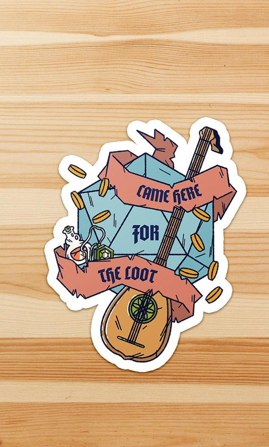 Here for the Loot Waterproof Vinyl Sticker - Dungeon Supplies 